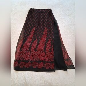 Whimsigoth Sheer Overlay Maxi Skirt Red and Black